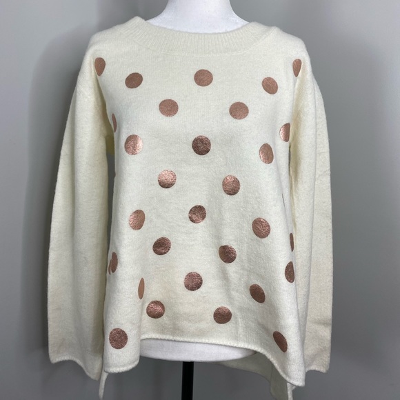 🆕 Brand New Ivory Mismash Pegun Oversized Thick Polka Dot Sweater M - Picture 4 of 11